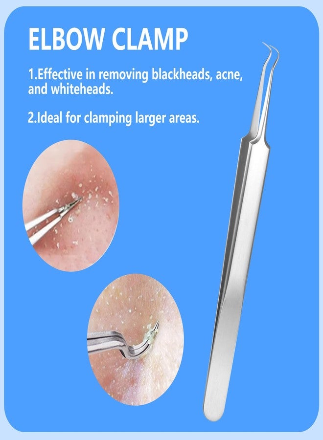 AskBed 5PCS Blackhead Remover Comedone Extractor Kit - Professional Stainless Steel Tools for Pimple, Acne, and Blemish Removal - Curved Tweezers Included - Image 4